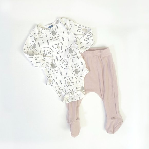 Bear Onesie with Pink Footie Pants - Picture 1 of 2